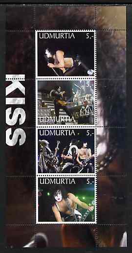 Udmurtia Republic 2003 Kiss perf sheetlet containing 4 values unmounted mint, stamps on personalities, stamps on music, stamps on pops, stamps on rock