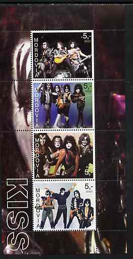 Mordovia Republic 2003 Kiss perf sheetlet containing 4 values unmounted mint, stamps on , stamps on  stamps on personalities, stamps on  stamps on music, stamps on  stamps on pops, stamps on  stamps on rock