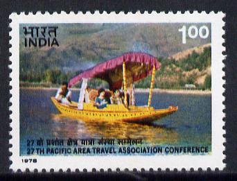 India 1978 Travel Association (Shikara) unmounted mint SG 876*, stamps on ships  tourism  transport