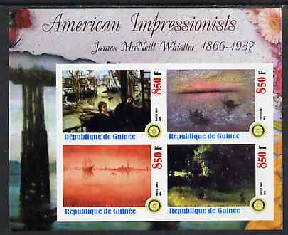 Guinea - Conakry 2003 American Impressionists - James McNeill Whistler imperf sheetlet containing set of 4 values each with Rotary Logo unmounted mint, stamps on , stamps on  stamps on arts, stamps on  stamps on rotary