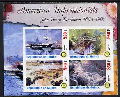 Guinea - Conakry 2003 American Impressionists - John Henry Twachtman imperf sheetlet containing set of 4 values each with Rotary Logo unmounted mint, stamps on arts, stamps on rotary