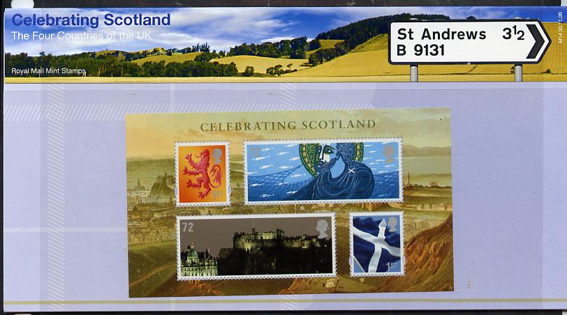 Great Britain 2006 Celebrating Scotland perf m/sheet in official presentation pack unmounted mint SG MS S133, stamps on , stamps on  stamps on scotland, stamps on  stamps on scots, stamps on  stamps on castles