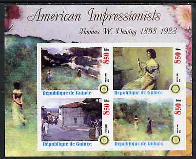 Guinea - Conakry 2003 American Impressionists - Thomas W Dewing imperf sheetlet containing set of 4 values each with Rotary Logo unmounted mint, stamps on , stamps on  stamps on arts, stamps on  stamps on rotary