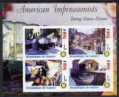 Guinea - Conakry 2003 American Impressionists - Zaring Louise Eleanor imperf sheetlet containing set of 4 values each with Rotary Logo unmounted mint, stamps on , stamps on  stamps on arts, stamps on  stamps on rotary