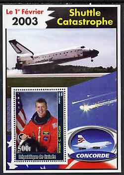 Guinea - Conakry 2003 Shuttle Catastrophe #6 perf m/sheet (William C McCool & Concorde) unmounted mint, stamps on , stamps on  stamps on space, stamps on  stamps on shuttle, stamps on  stamps on disasters, stamps on  stamps on concorde, stamps on  stamps on aviation