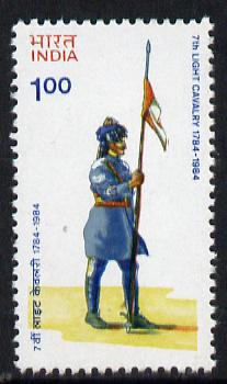 India 1984 Bicentenary of 7th Light Cavalry unmounted mint SG 1110*, stamps on flags  militaria