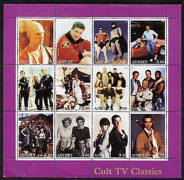 Adigey Republic 2001 Cult TV Classics #1 perf sheetlet containing 12 values unmounted mint, stamps on entertainments, stamps on  tv , stamps on 
