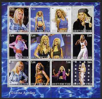 Ingushetia Republic 2000 Christina Aguilera perf sheetlet containing 12 values unmounted mint, stamps on , stamps on  stamps on music, stamps on  stamps on pops, stamps on  stamps on personalities, stamps on  stamps on women