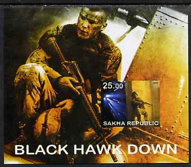 Sakha (Yakutia) Republic 2002 Black Hawk Down imperf s/sheet unmounted mint, stamps on entertainments, stamps on  tv , stamps on 