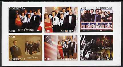Mordovia Republic 2002 The West Wing imperf sheetlet containing 6 values unmounted mint, stamps on entertainments, stamps on  tv , stamps on americana