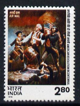 India 1976 USA Bicentenary (Spirit of 76 by Willard) unmounted mint SG 812*, stamps on arts   constitutions   history       americana