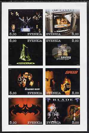 Evenkia Republic 2000 Action Movies imperf sheetlet containing 8 values unmounted mint, stamps on , stamps on  stamps on films, stamps on  stamps on cinema, stamps on  stamps on entertainments, stamps on  stamps on 