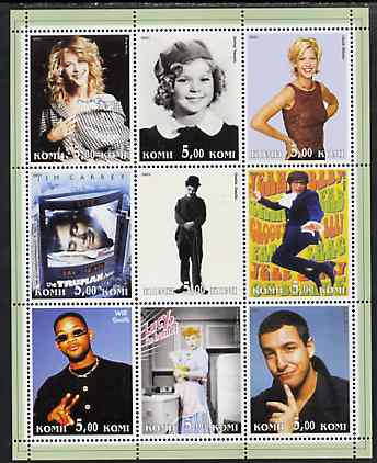 Komi Republic 2001 Film Stars perf sheetlet containing 9 values unmounted mint, stamps on , stamps on  stamps on films, stamps on  stamps on cinema, stamps on  stamps on entertainments, stamps on  stamps on personalities