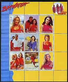 Turkmenistan 1999 Stars of Baywatch #2 perf sheetlet containing set of 9 values unmounted mint, stamps on , stamps on  stamps on entertainments, stamps on  stamps on  tv , stamps on  stamps on 