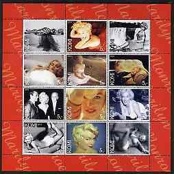 Komi Republic 2003 Marilyn Monroe perf sheetlet containing 12 values unmounted mint, stamps on , stamps on  stamps on music, stamps on  stamps on personalities, stamps on  stamps on marilyn, stamps on  stamps on entertainments, stamps on  stamps on films, stamps on  stamps on cinema, stamps on  stamps on marilyn monroe