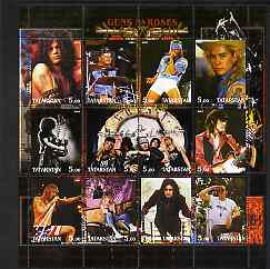 Tatarstan Republic 2001 Guns n Roses perf sheetlet containing 12 values unmounted mint, stamps on personalities, stamps on entertainments, stamps on music, stamps on pops, stamps on rock