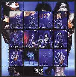 Kalmikia Republic 2003 Kiss perf sheetlet containing 12 values unmounted mint, stamps on , stamps on  stamps on personalities, stamps on  stamps on entertainments, stamps on  stamps on music, stamps on  stamps on pops, stamps on  stamps on rock