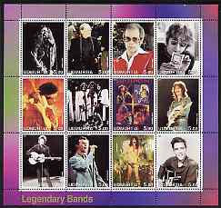 Udmurtia Republic 2001 Legendary Bands #1 perf sheetlet containing 12 values unmounted mint, stamps on personalities, stamps on entertainments, stamps on music, stamps on pops, stamps on rock, stamps on dylan, stamps on hendrix, stamps on clapton, stamps on elvis, stamps on bowie, stamps on lennon, stamps on elton.