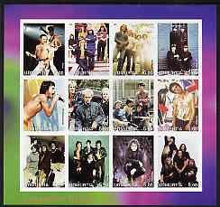 Udmurtia Republic 2001 Legendary Bands #2 imperf sheetlet containing 12 values unmounted mint, stamps on personalities, stamps on entertainments, stamps on music, stamps on pops, stamps on rock