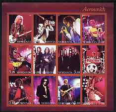 Mordovia Republic 2001 Aerosmith imperf sheetlet containing 12 values unmounted mint, stamps on , stamps on  stamps on personalities, stamps on  stamps on entertainments, stamps on  stamps on music, stamps on  stamps on pops, stamps on  stamps on rock