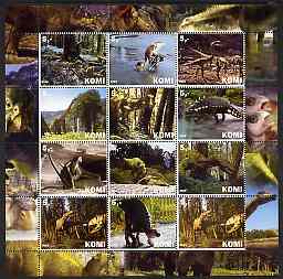 Komi Republic 2003 Dinosaurs perf sheetlet containing 12 values unmounted mint, stamps on dinosaurs