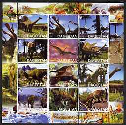 Dagestan Republic 2003 Dinosaurs perf sheetlet containing 12 values unmounted mint, stamps on dinosaurs