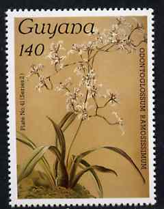 Guyana 1985-89 Orchids Series 2 plate 41 (Sanders' Reichenbachia) 140c unmounted mint, unlisted by SG without surcharge, stamps on orchids, stamps on flowers