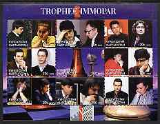 Kyrgyzstan 2000 Immopar Chess Trophy #1 perf sheetlet containing set of 9 values unmounted mint, stamps on , stamps on  stamps on personalities, stamps on  stamps on chess