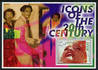 Somalia 2001 Icons of the 20th Century #02 perf s/sheet showing Marilyn Monroe with Salvador Dali in background unmounted mint, stamps on personalities, stamps on millennium, stamps on movies, stamps on films, stamps on arts, stamps on marilyn, stamps on marilyn monroe