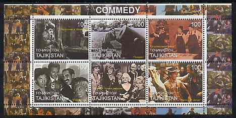 Tadjikistan 2000 The Cinema (Comedy) perf sheetlet containing set of 6 values unmounted mint, stamps on , stamps on  stamps on entertainments, stamps on  stamps on films, stamps on  stamps on cinema, stamps on  stamps on movies