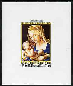 Umm Al Qiwain 1972 Albrecht Durer - Virgin With Child 15dh deluxe sheetlet unmounted mint, stamps on arts, stamps on durer