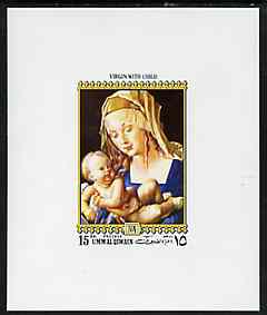 Umm Al Qiwain 1972 Albrecht Durer - Virgin With Child 15dh deluxe sheetlet unmounted mint, stamps on , stamps on  stamps on arts, stamps on  stamps on durer