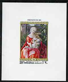 Umm Al Qiwain 1972 Albrecht Durer - Virgin With the Iris 20dh deluxe sheetlet unmounted mint, stamps on arts, stamps on durer