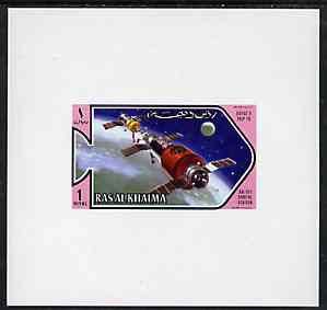 Ras Al Khaima 1971 Space Research - Soyuz & Salyut 1r deluxe sheetlet unmounted mint, stamps on space