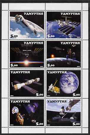 Udmurtia Republic 2001 Space Travel perf sheetlet containing complete set of 8 values unmounted mint, stamps on , stamps on  stamps on space