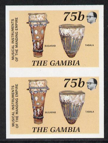 Gambia 1987 Musical Instruments 75b (Bugarab & Tabala) imperf pair as SG 686*, stamps on , stamps on  stamps on music, stamps on  stamps on musical instruments