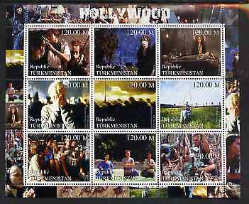 Turkmenistan 2000 Hollywood perf sheetlet containing set of 9 values unmounted mint, stamps on films, stamps on movies, stamps on cinema, stamps on entertainments, stamps on personalities