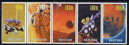 Naxcivan Republic 1999 ? Space perf strip of 5 values complete unmounted mint, stamps on , stamps on  stamps on space