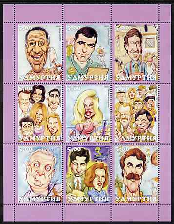 Udmurtia Republic 2001 Caricatures of TV Personalities perf sheetlet containing set of 9 values unmounted mint  , stamps on , stamps on  stamps on personalities, stamps on  stamps on films, stamps on  stamps on movies, stamps on  stamps on  tv cinema, stamps on  stamps on entertainments, stamps on  stamps on 