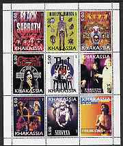 Chakasia 2001 Rock Groups perf sheetlet containing set of 9 values unmounted mint, stamps on personalities, stamps on music, stamps on pops, stamps on rock, stamps on entertainments