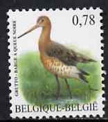 Belgium 2002-09 Birds #5 Black-Tailed Godwit 0.78 Euro unmounted mint SG 3704c, stamps on birds    