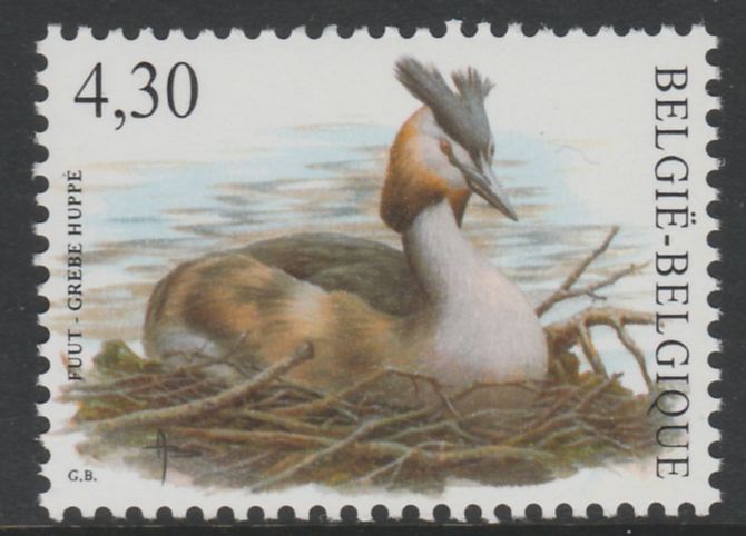 Belgium 2002-09 Birds #5 Great Crested Grebe 4.30 Euro unmounted mint SG 3708a, stamps on birds    