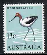 Australia 1966-73 Avocet 13c from decimal def set unmounted mint, SG 392, stamps on birds    