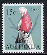 Australia 1966-73 Galah 15c from decimal def set unmounted mint, SG 393, stamps on birds