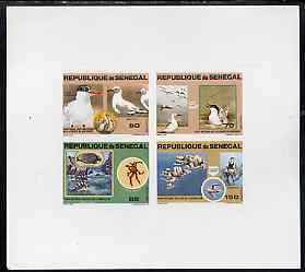 Senegal 1981 National Parks imperf deluxe sheet containing set of 4 values printed on thin card, as SG MS 733, stamps on birds, stamps on turtles, stamps on crabs, stamps on national parks, stamps on parks, stamps on 
