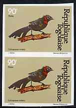 Togo 1981 Whydah 90f imperf pair from Birds set unmounted mint, as SG 1532, stamps on , stamps on  stamps on birds, stamps on  stamps on starlings