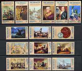 Nicaragua 1976 USA Bicentenary (1st issue) perf set of 15 unmounted mint SG 2000-2014, stamps on , stamps on  stamps on americana, stamps on  stamps on presidents, stamps on  stamps on flags, stamps on  stamps on statue of liberty, stamps on  stamps on 