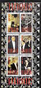 Buriatia Republic 1998 Titanic - True Love Story perf sheetlet containing 6 values unmounted mint, stamps on , stamps on  stamps on films, stamps on  stamps on cinema, stamps on  stamps on entertainments, stamps on  stamps on ships, stamps on  stamps on titanic, stamps on  stamps on disasters, stamps on  stamps on 