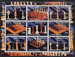 Kyrgyzstan 2000 Chess Pieces & Chess Sets perf sheetlet containing set of 9 values unmounted mint, stamps on , stamps on  stamps on chess