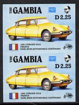 Gambia 1987 Ameripex 2d25 (1956 Citroen DS19) imperf pair from the Format archive proof sheet unmounted mint, as SG 655*, stamps on cars, stamps on stamp exhibitions